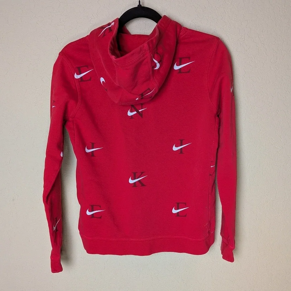 Nike Kids‎ L Red All-Over Swoosh Hoodie – Sporty Streetwear Aesthetic